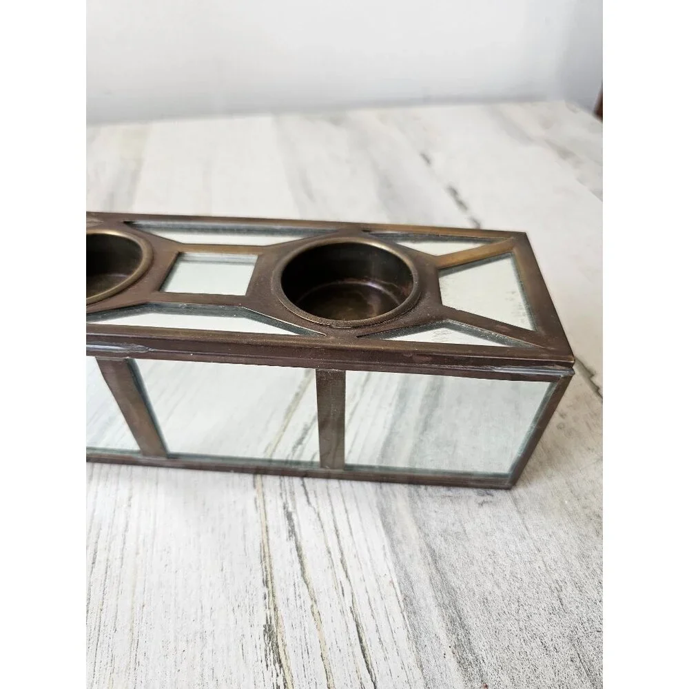 Pier 1 reversible candle holder tea light tapers mirror Xmas decor home‎ unique